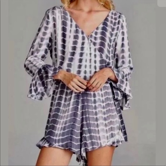 JODIFL Tie Dye Romper Wrap Front Blue Size S - Picture 2 of 7